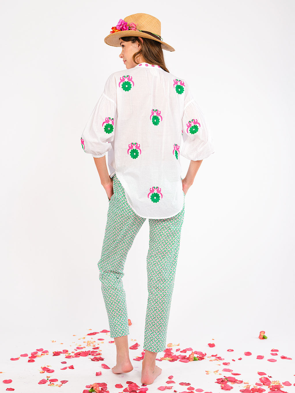 Sassafras White/Emerald Blouse