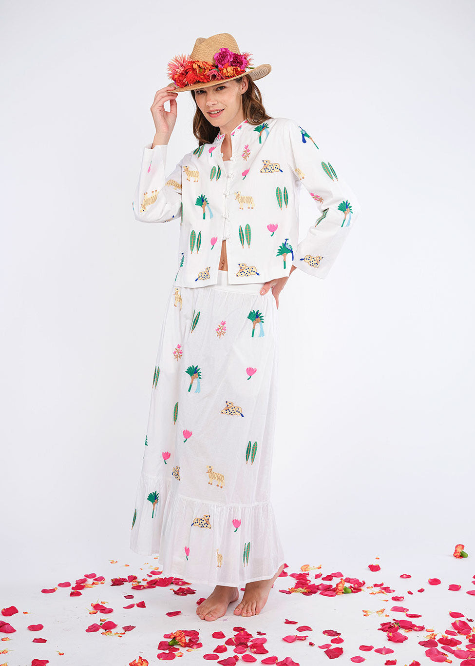 Comfrey White Jungle Embroidery Jacket