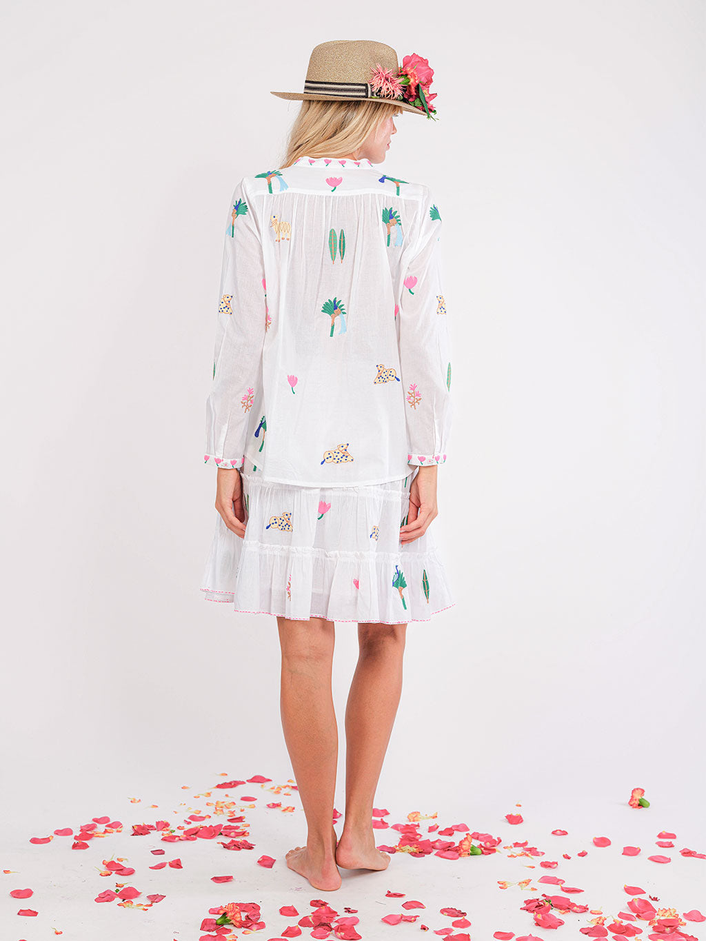 Elderberry White/Jungle Embroidery Skirt
