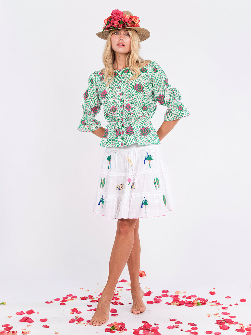 Elderberry White/Jungle Embroidery Skirt
