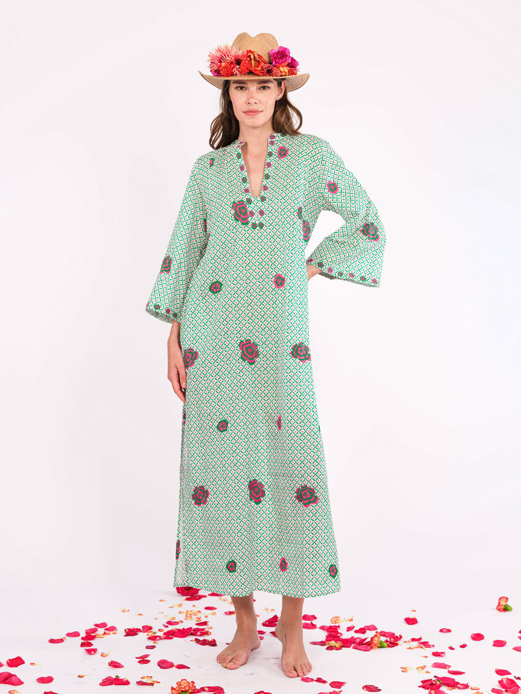 Blue Opal Dotty Emerald Kaftan