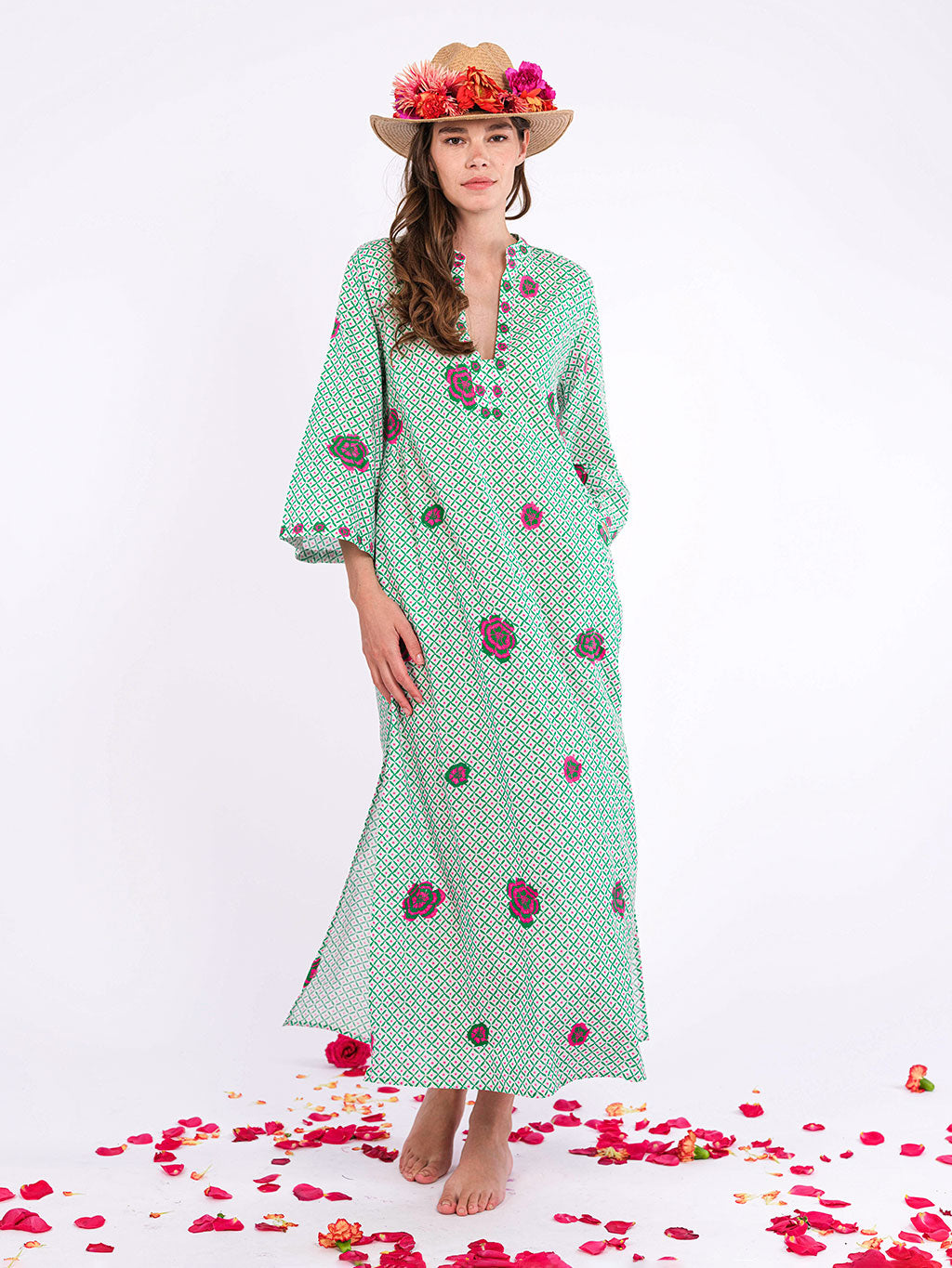 Blue Opal Dotty Emerald Kaftan