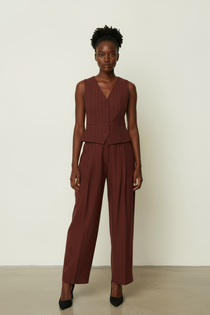 Pants With Pleats Bordeaux