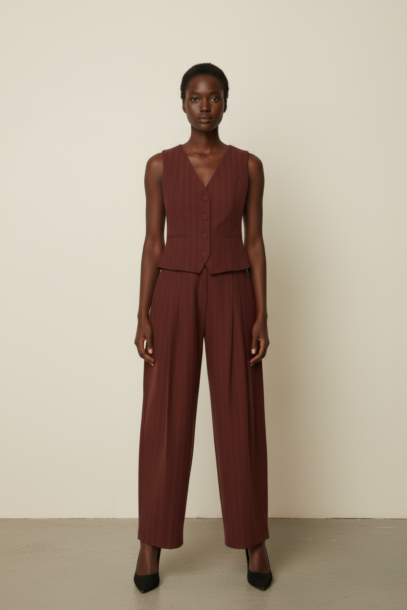 Herringbone Pants Bordeaux