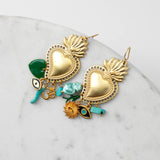 Heart & Charm Earrings Turquoise