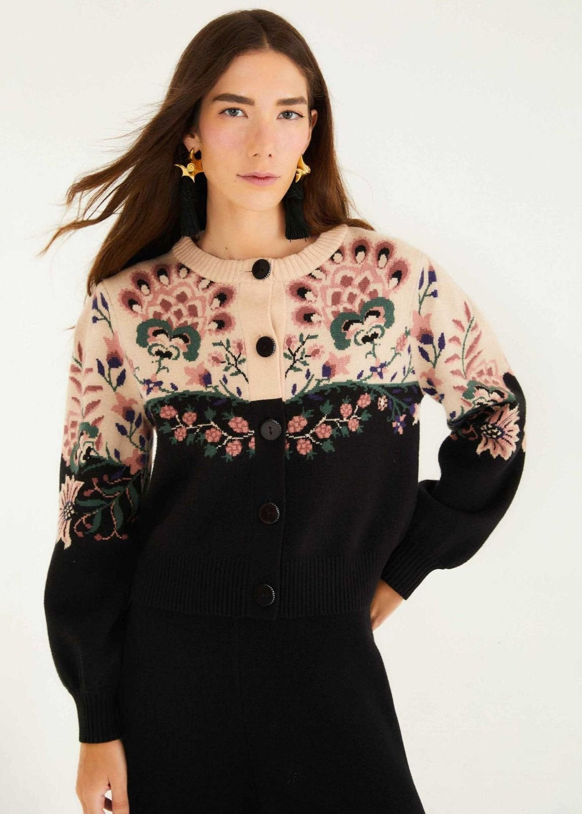 Belle Garden Mixed Knit Cardigan