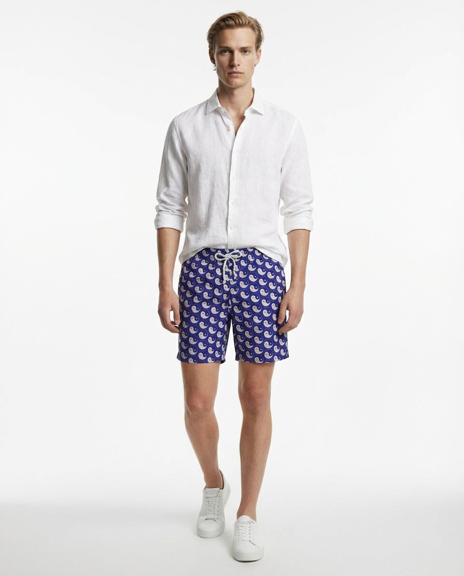 Blue Yin and Out Shorts