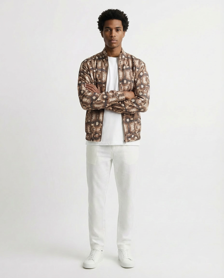 Brown Yoga Sutra Bomber Jacket