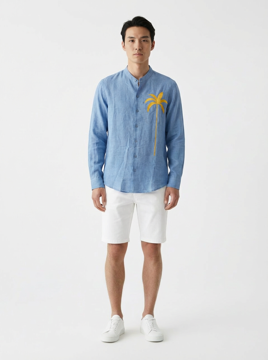 Mao Azure Palm Shirt