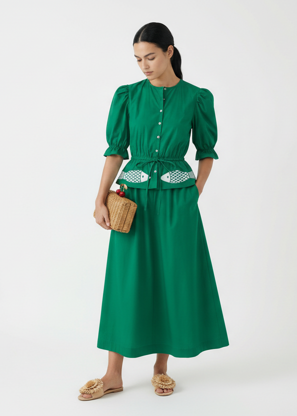 Milena Green Fish Dress