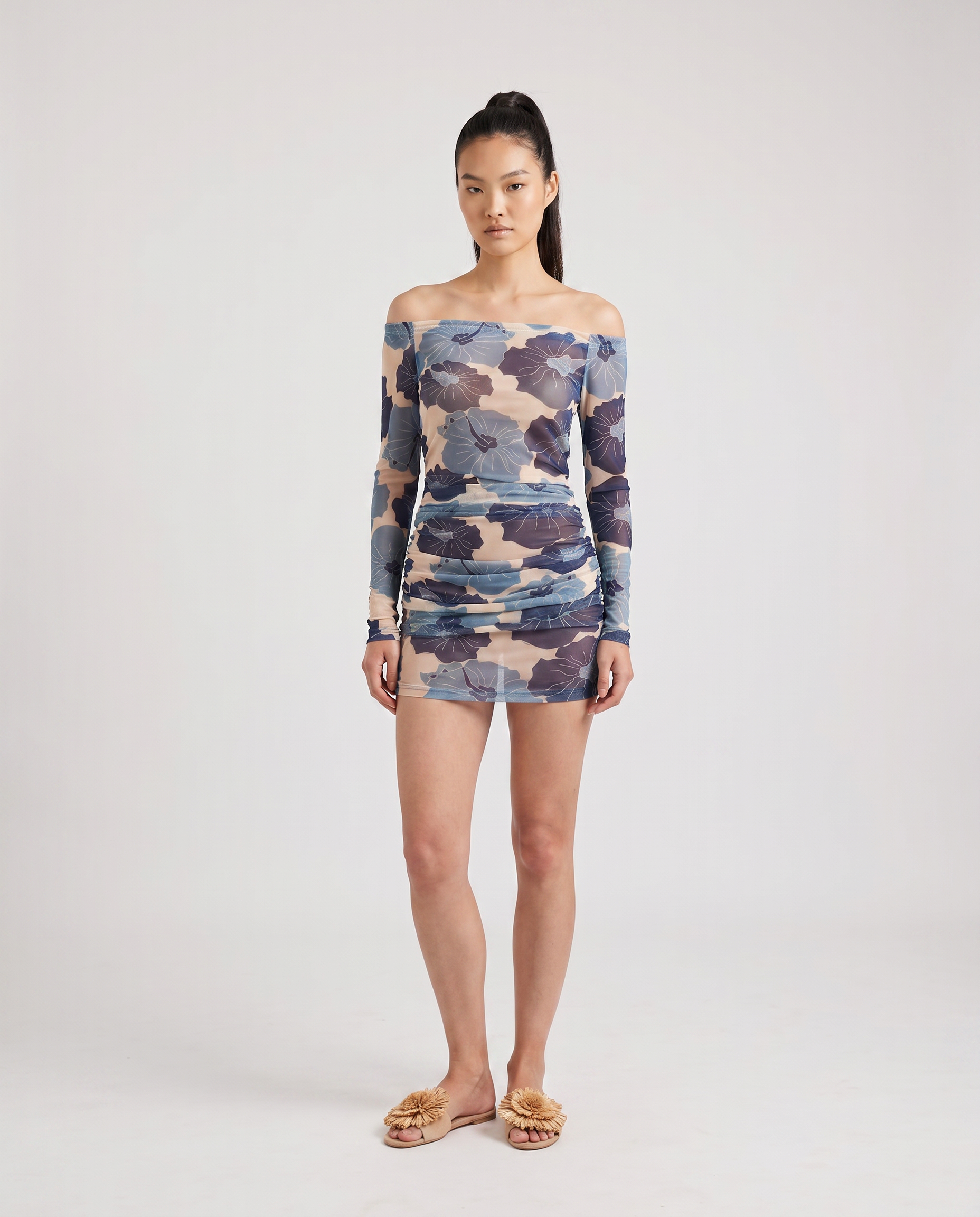 Light Blue Poli Nation Off the Shoulder Laura Midi Dress