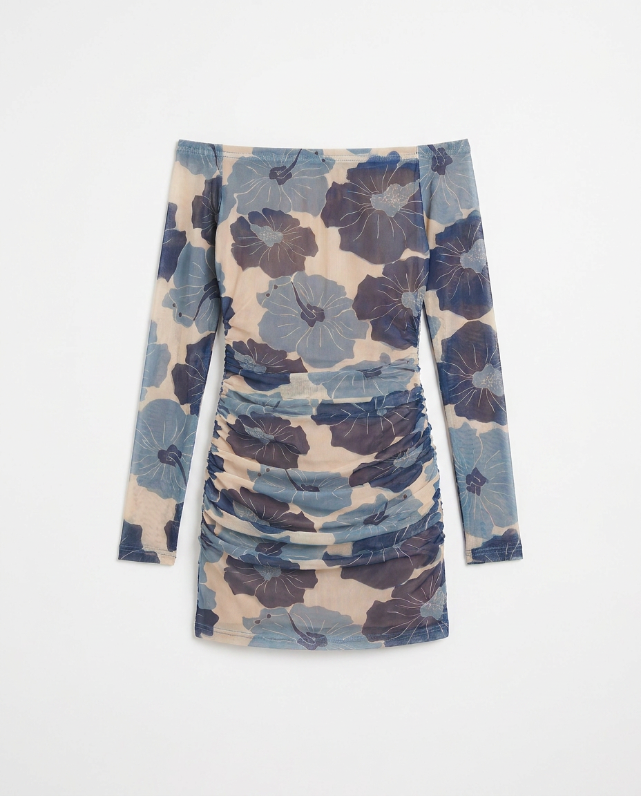 Light Blue Poli Nation Off the Shoulder Laura Midi Dress