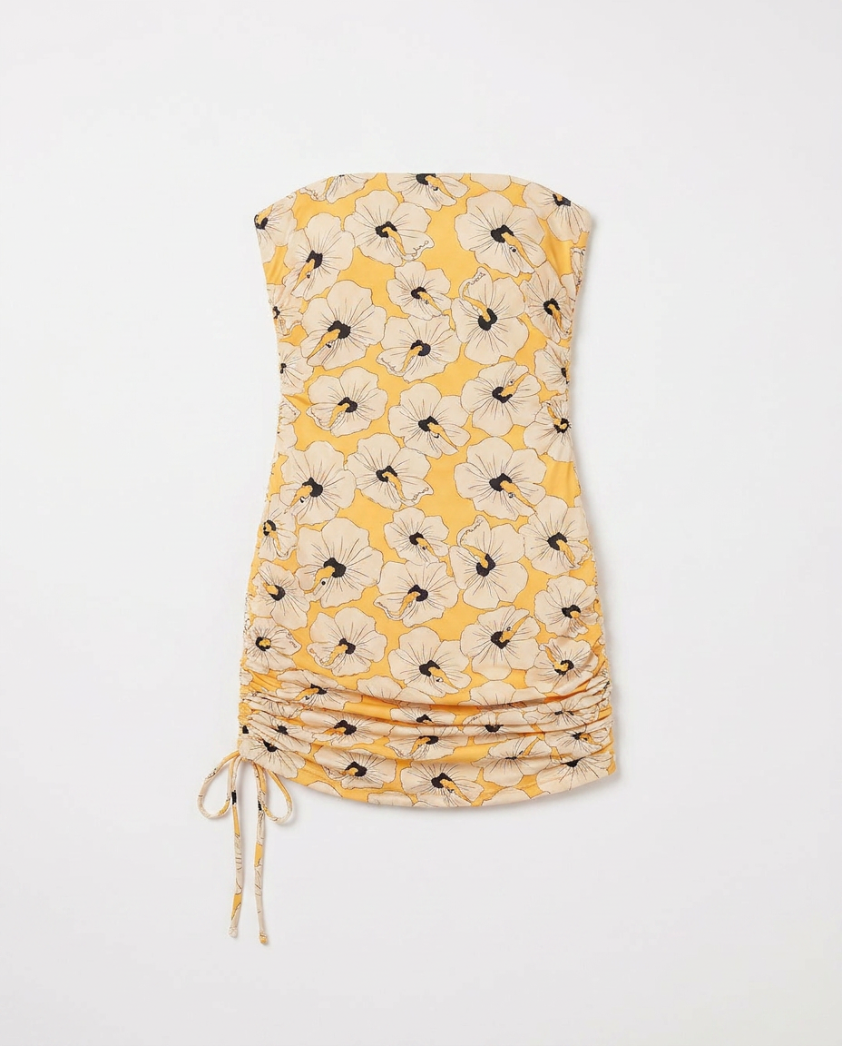 Yellow Poli Nation Strapless Mini Dress