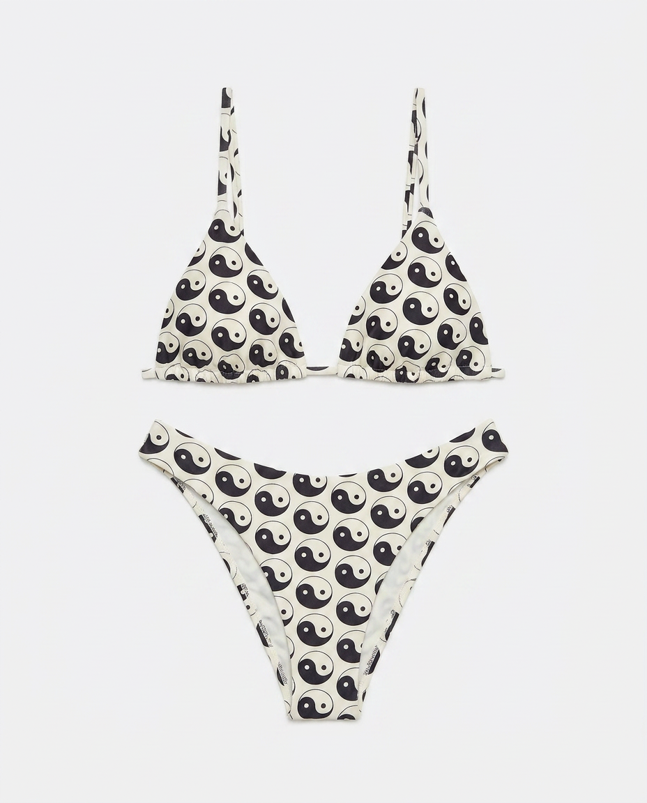 White and Black Yin and Out Bikini Set