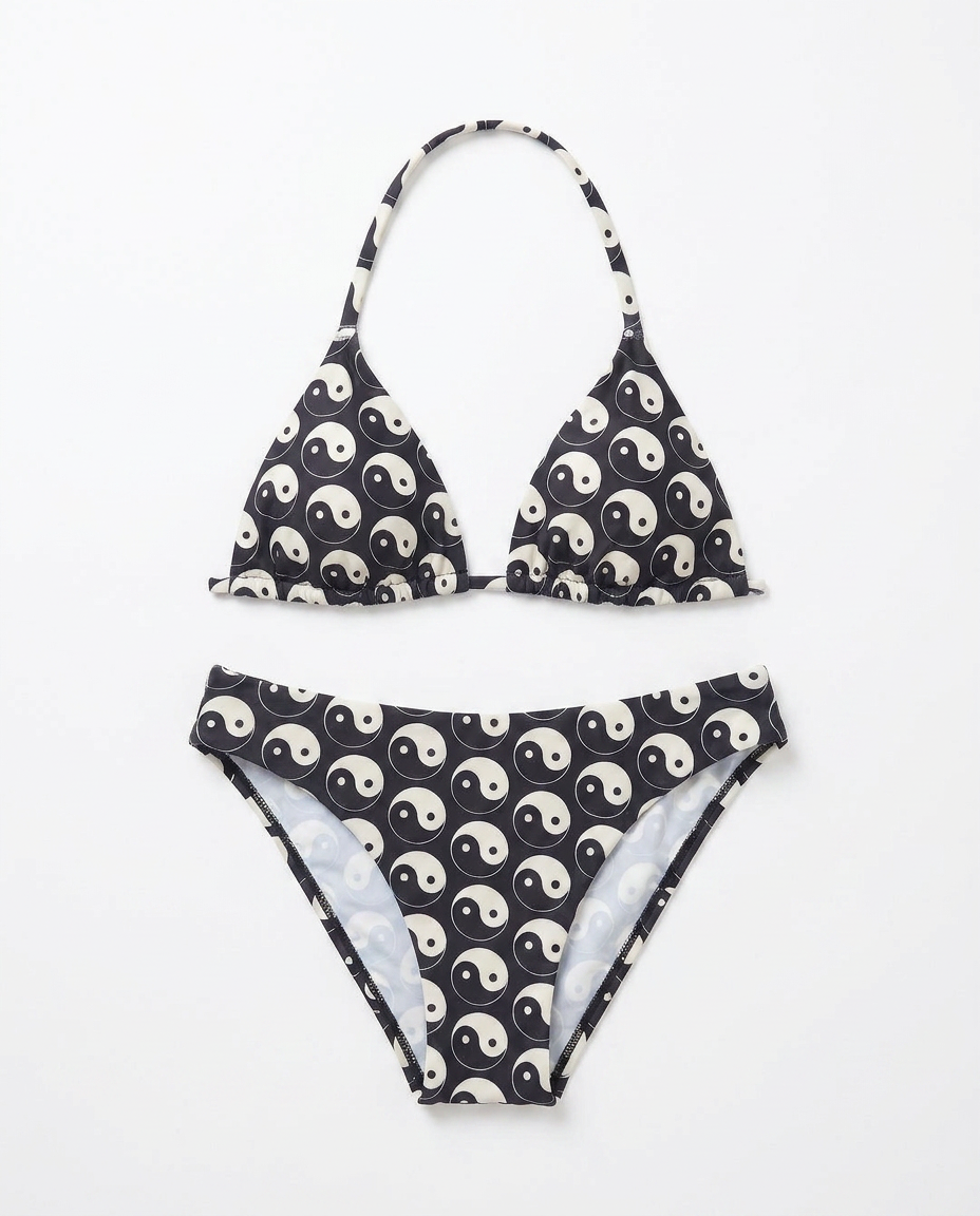 Black and White Yin and Out Bikini Set