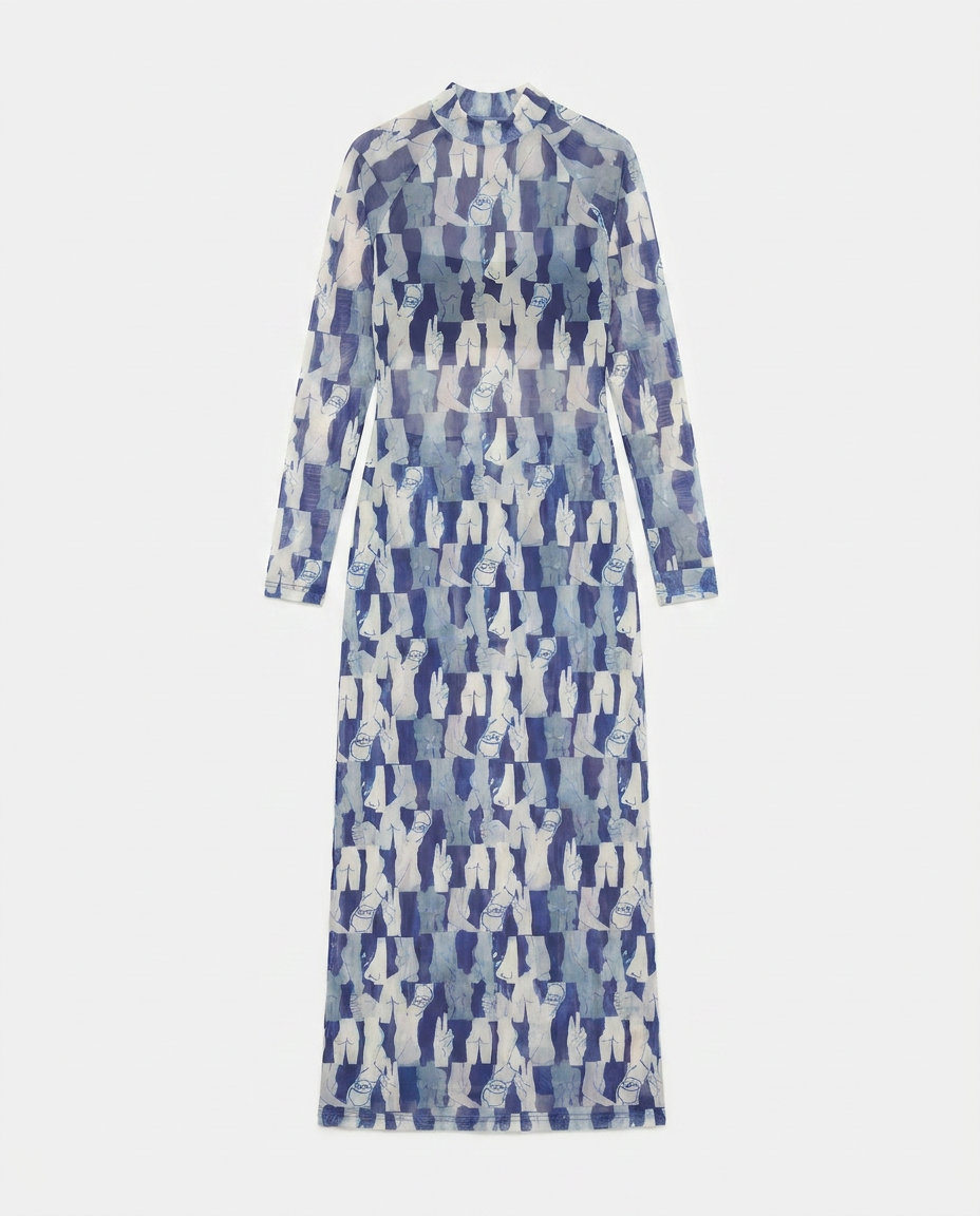 Grey and Blue There's a Cost Midi Dress