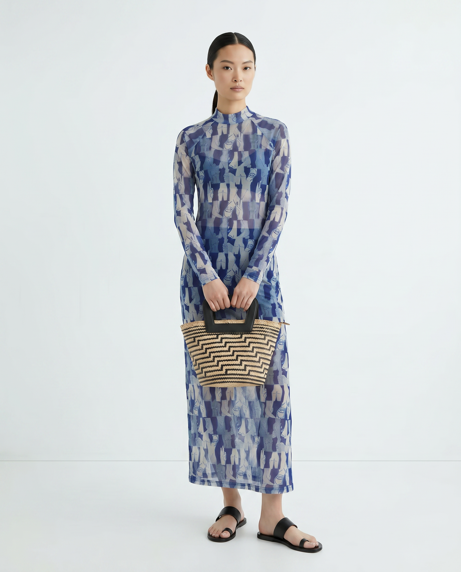 Grey and Blue There's a Cost Midi Dress