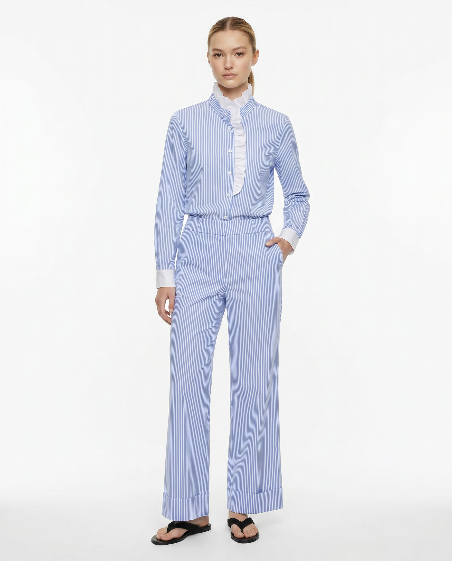 Olivia Stripes Ciel Blue Blouse