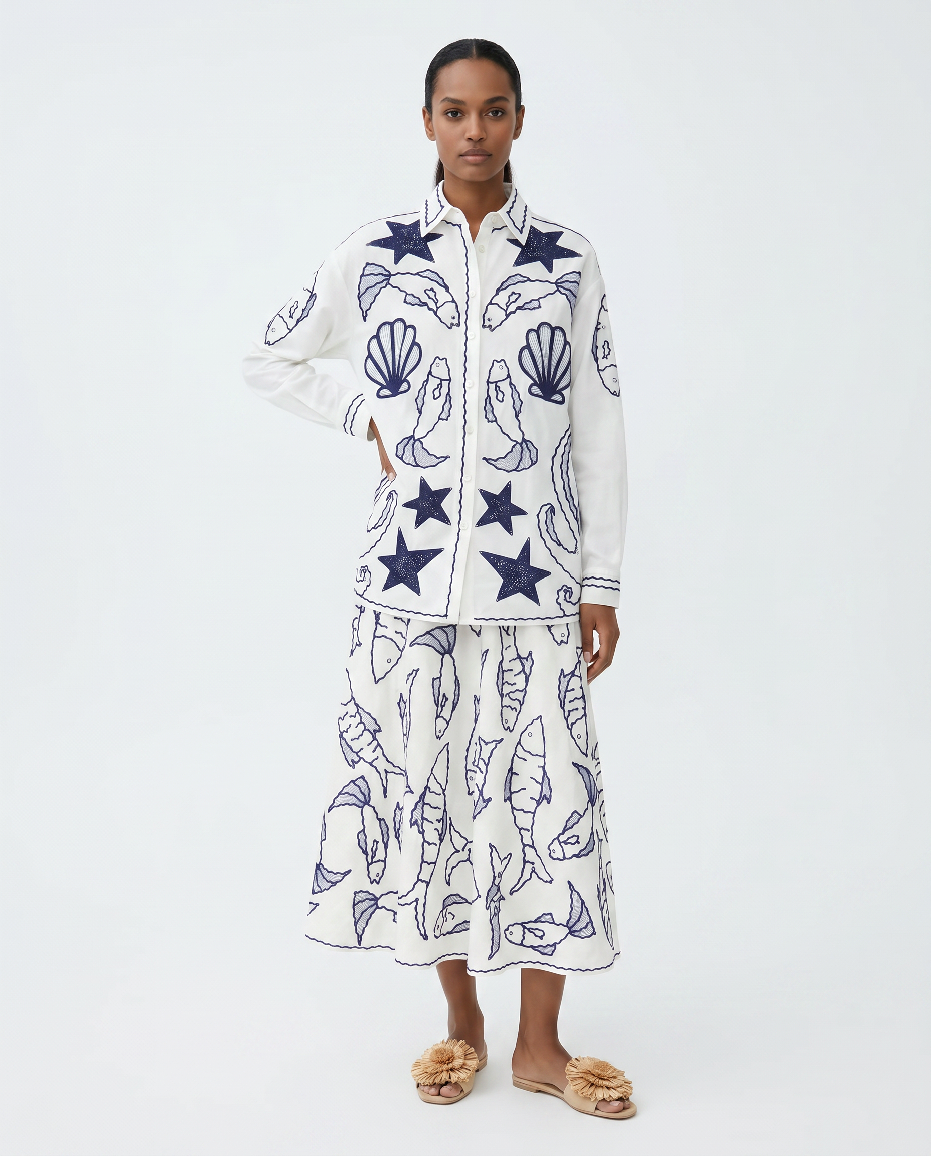 Off-White Fresh Fish Midi Skirt