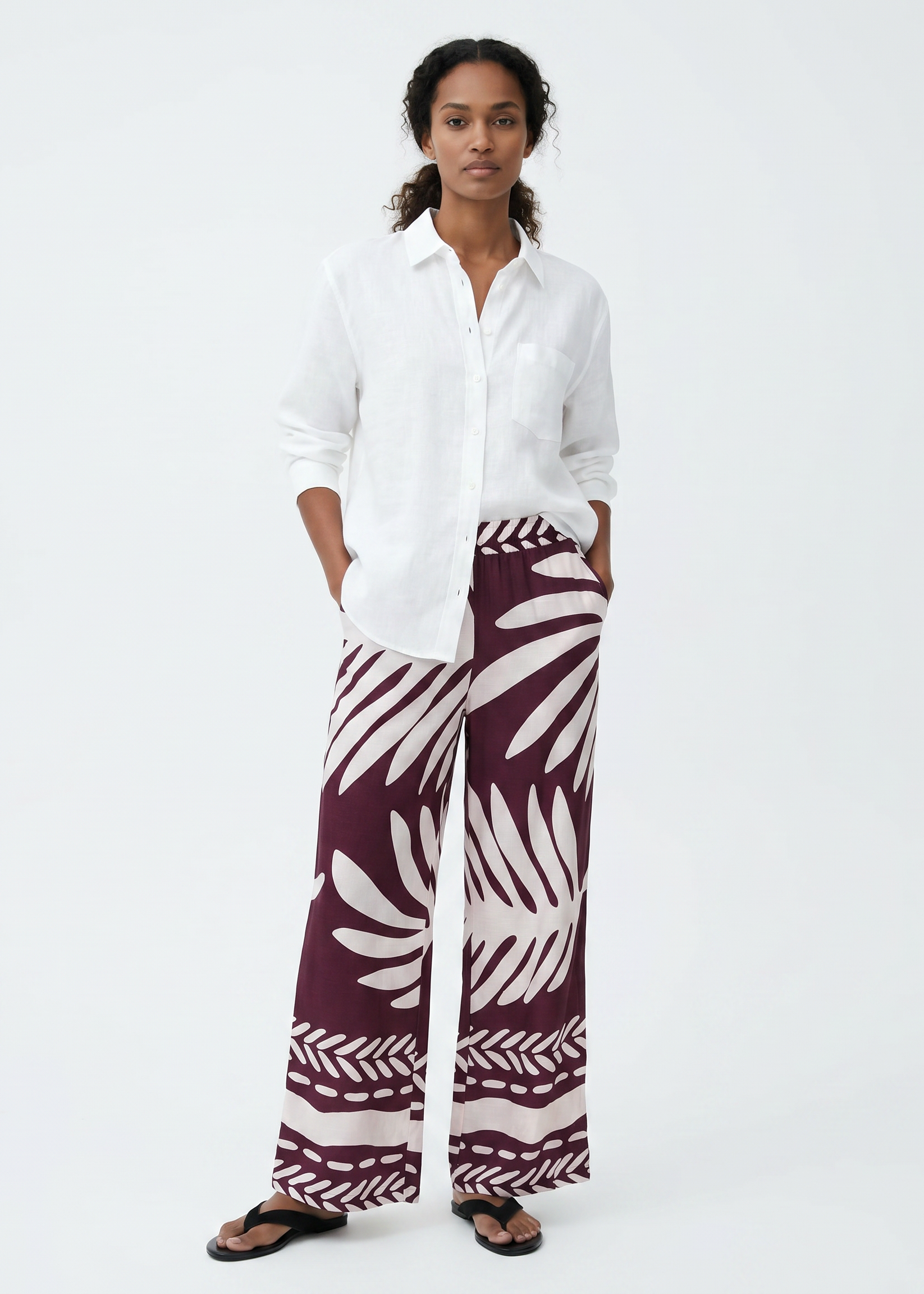 Wideleg Pants Maroon