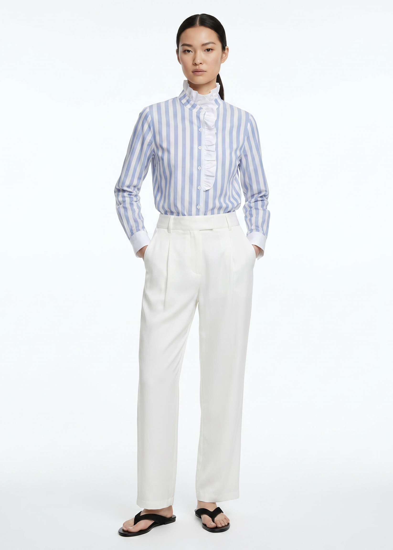 Olivia Mega Stripes Ciel Blue Blouse
