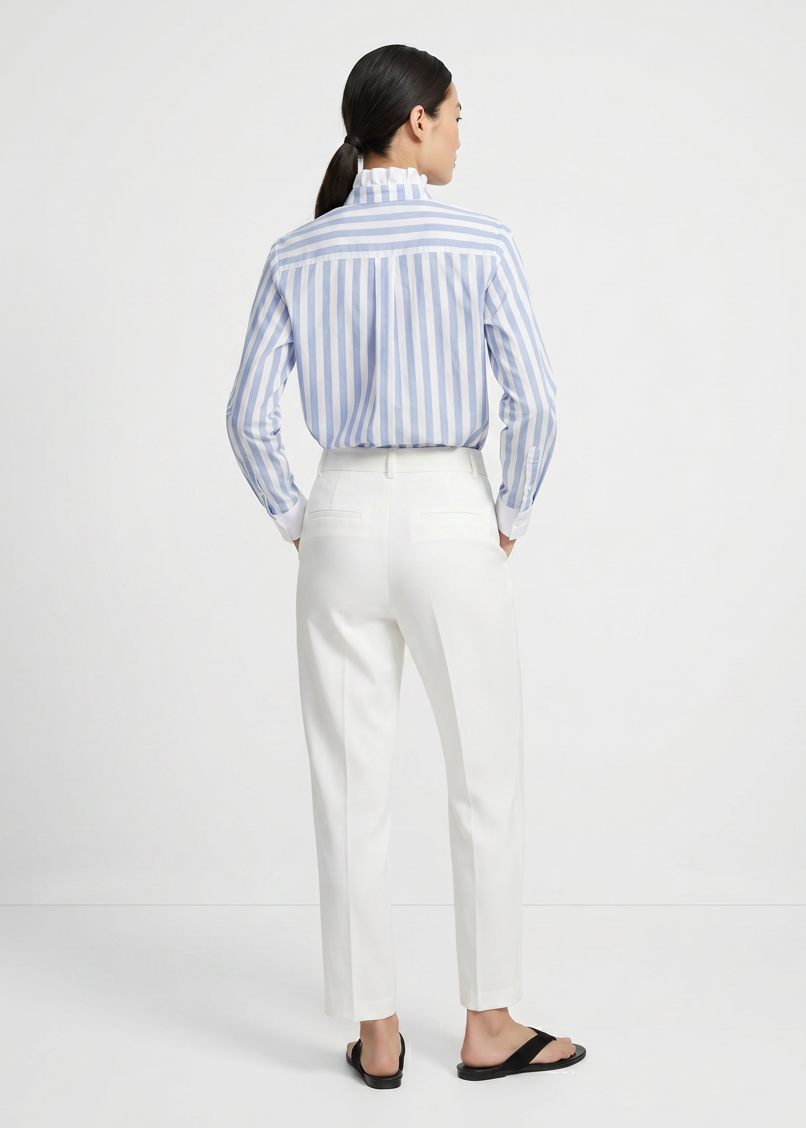 Olivia Mega Stripes Ciel Blue Blouse