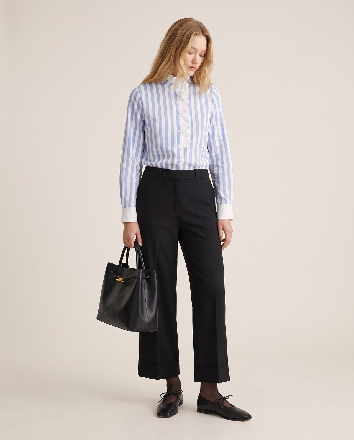 Olivia Mega Stripes Ciel Blue Blouse