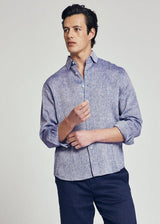 Antonio Melange Blue Linen Shirt