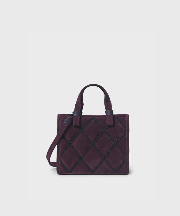 Mini Cross Tote In Berry Quilted Suede