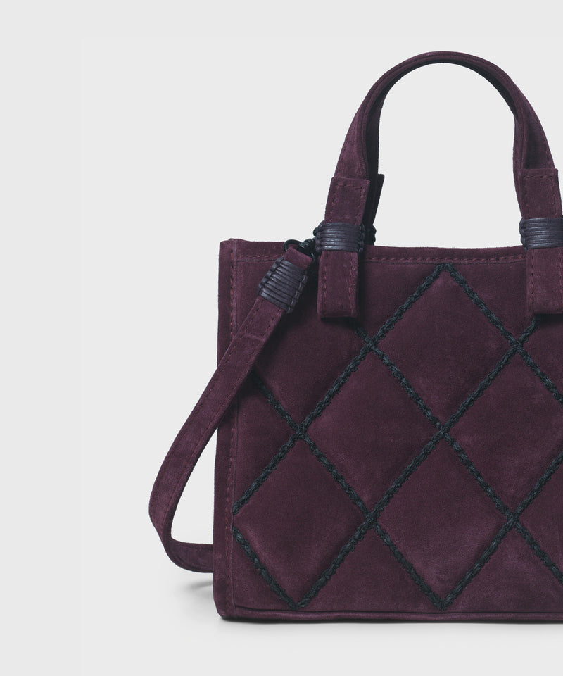 Mini Cross Tote In Berry Quilted Suede