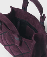 Mini Cross Tote In Berry Quilted Suede