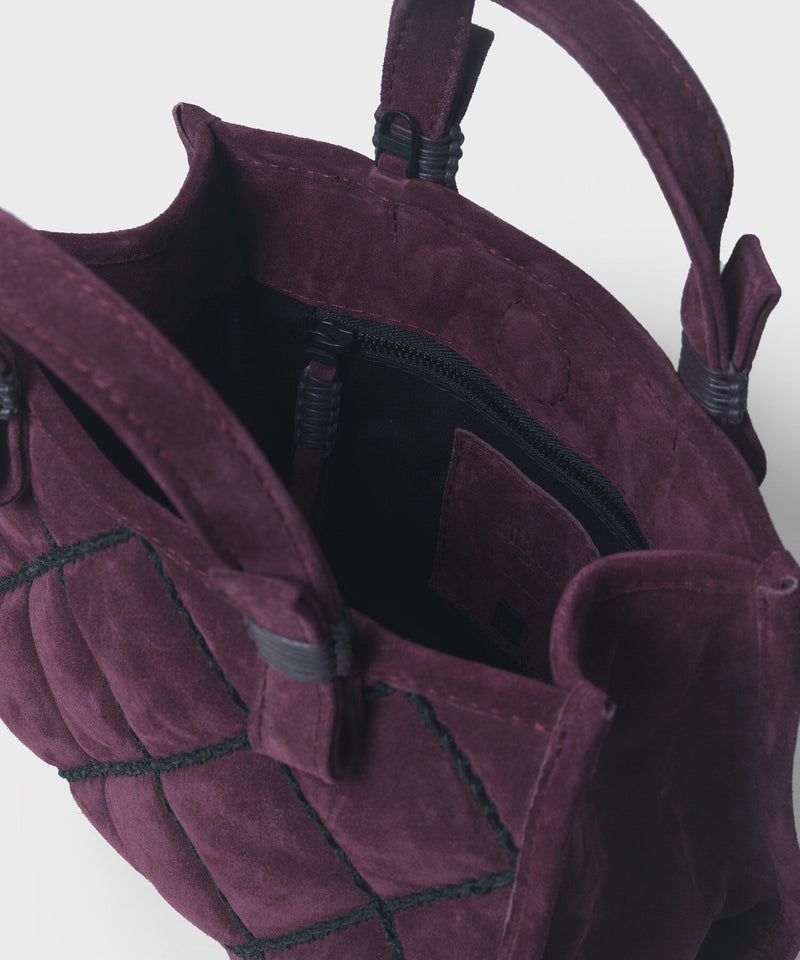 Mini Cross Tote In Berry Quilted Suede
