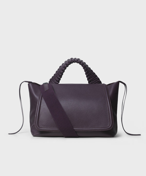 Top Handle Bag 22 In Plum Grained Leather