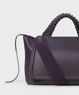 Top Handle Bag 22 In Plum Grained Leather