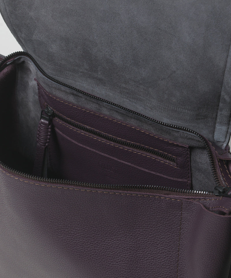Top Handle Bag 22 In Plum Grained Leather