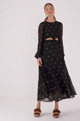 FARM RIO-DRESS-LUREX BANANAS EMBROIDERED MIDI DRESS-JUST BRAZIL