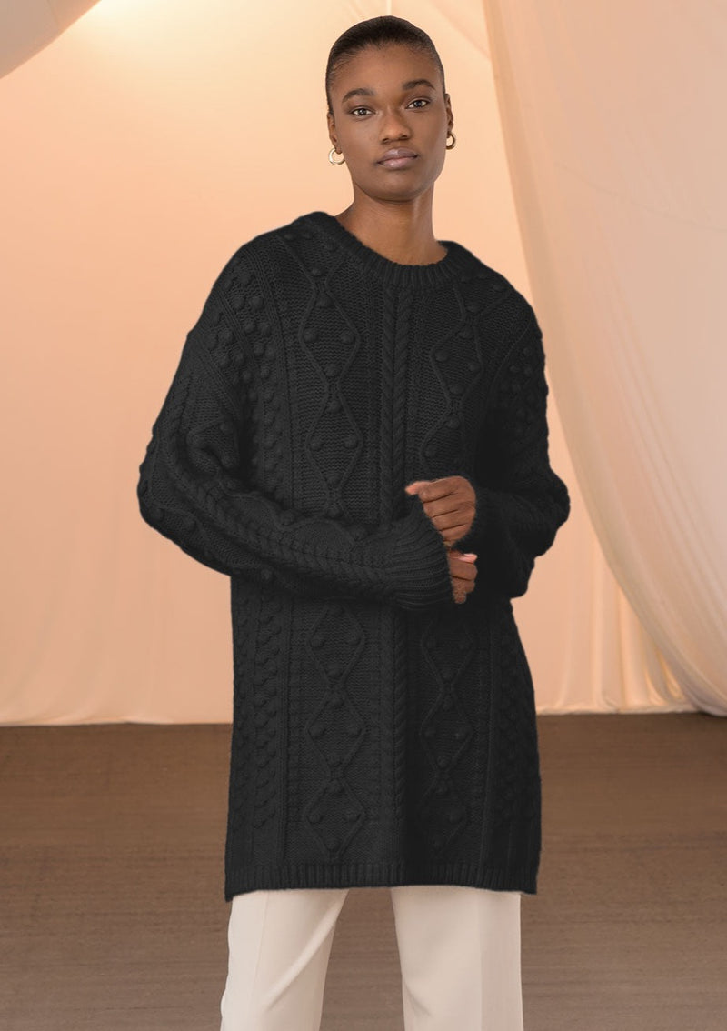 TAILOR MADE-SWEATER-POM POM BLACK  SWEATER-JUST BRAZIL