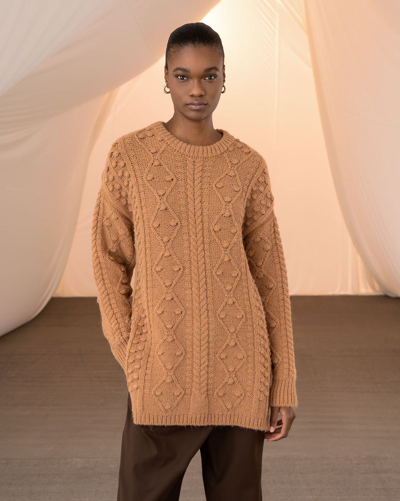 TAILOR MADE-SWEATER-POM POM CAMEL SWEATER-JUST BRAZIL