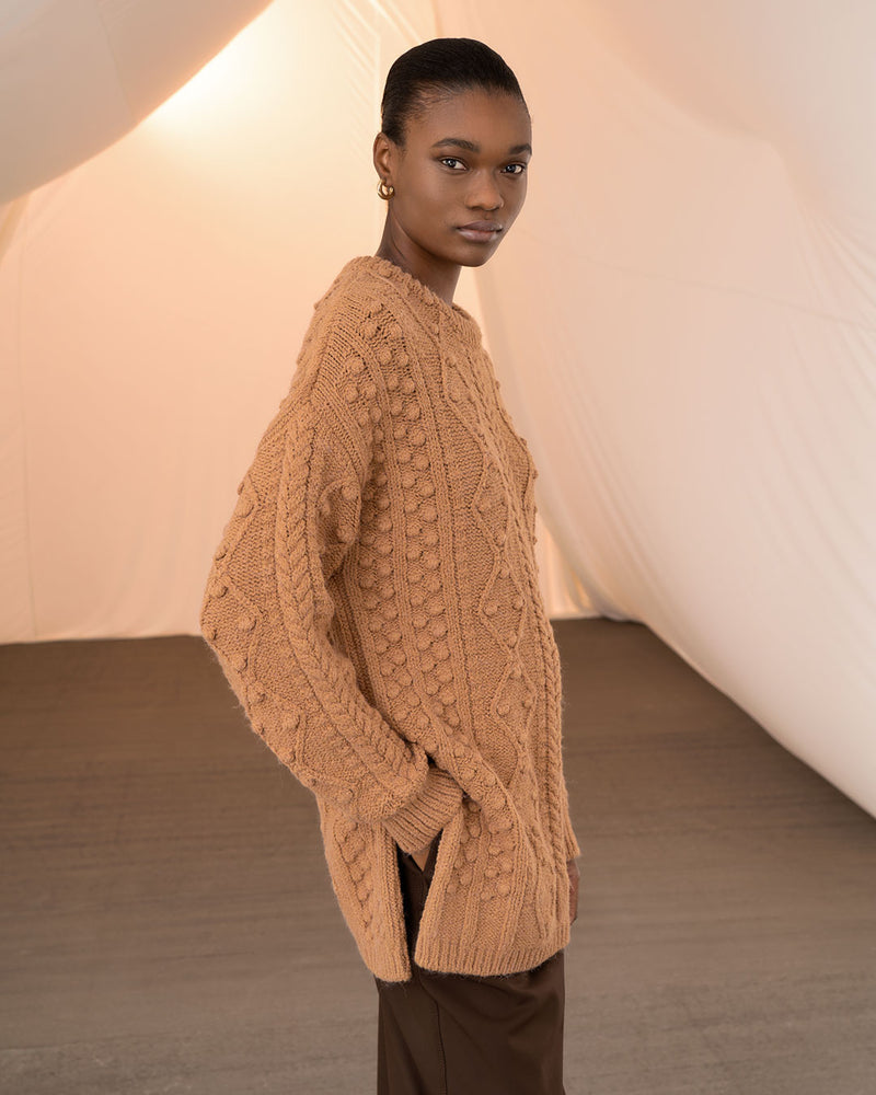 TAILOR MADE-SWEATER-POM POM CAMEL SWEATER-JUST BRAZIL