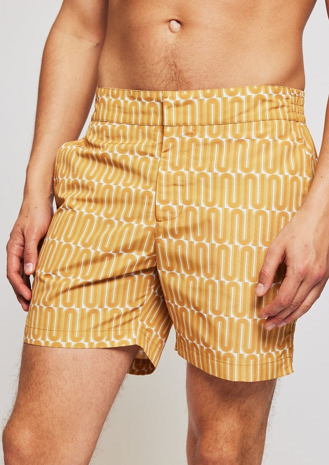Classic Swim Shorts A Névoa Print Amber Gold