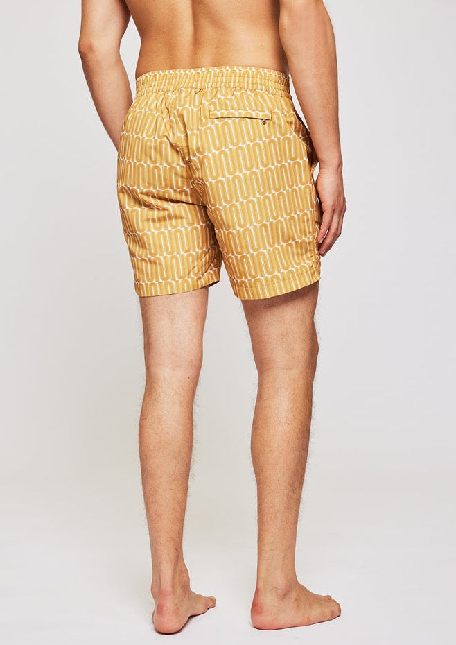 Classic Swim Shorts A Névoa Print Amber Gold