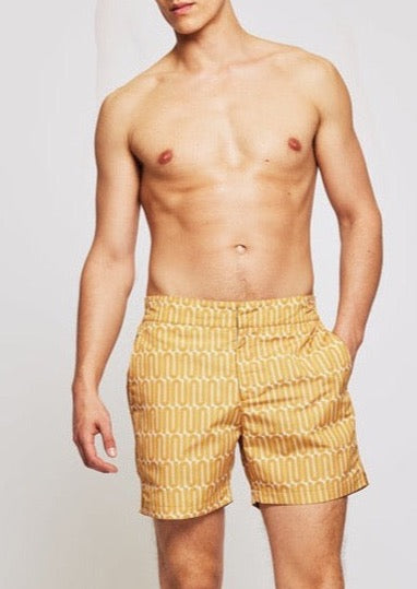 Classic Swim Shorts A Névoa Print Amber Gold