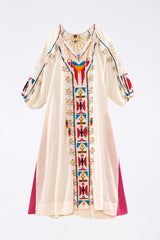 White Macaw Embroidered Maxi Dress