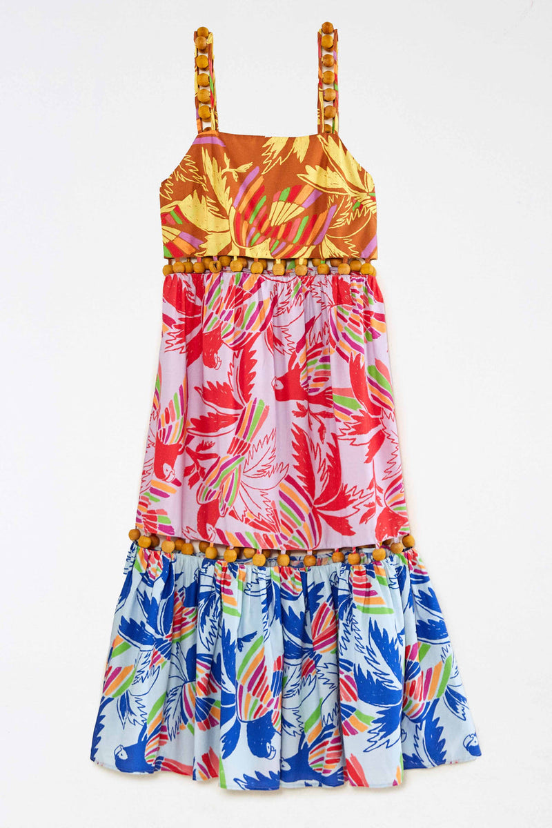 Mixed Color Birds Balls Dress