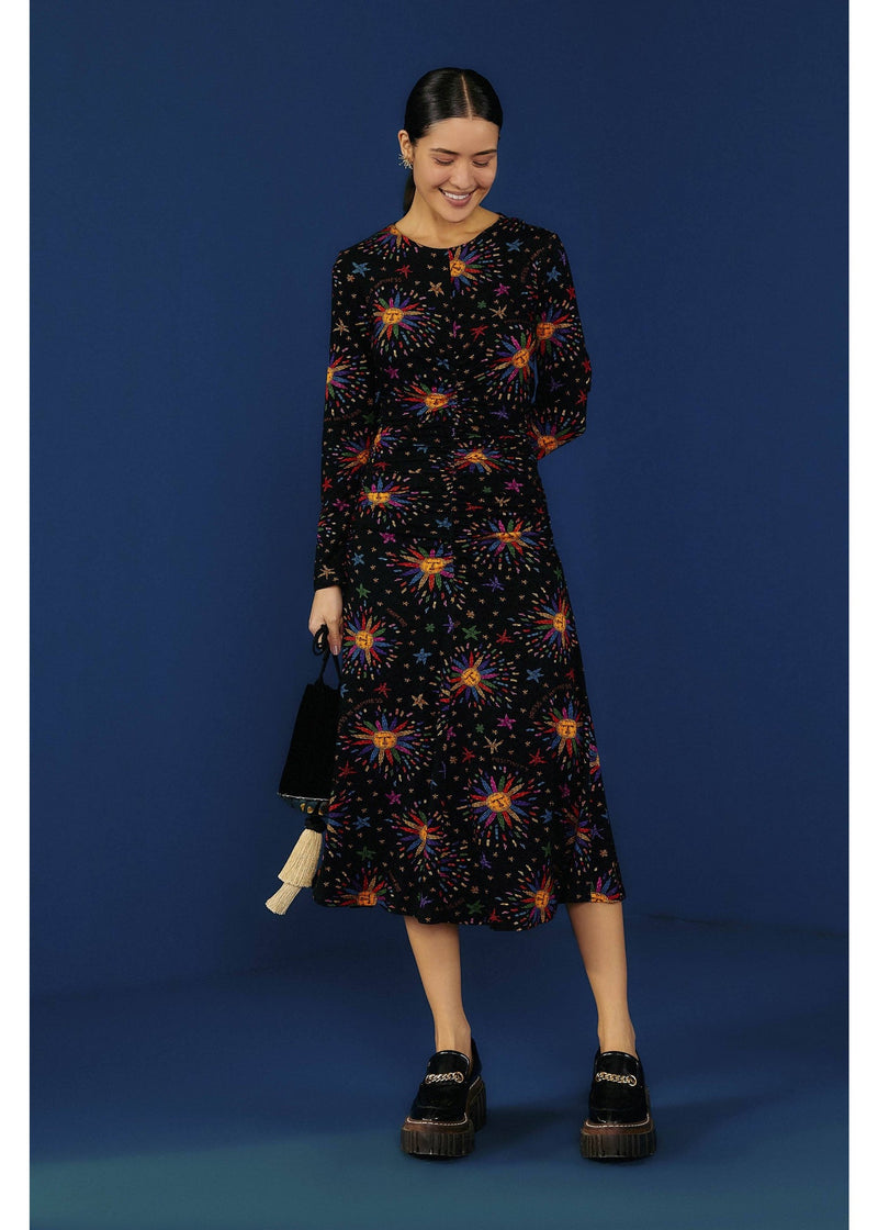 FARM RIO-DRESS-RAINBOW SUNS MIDI DRESS-JUST BRAZIL