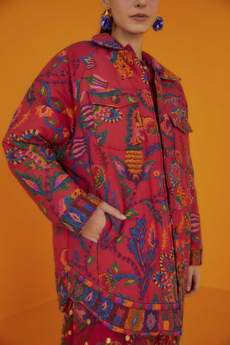 FARM RIO-JACKET-MIXED PRINTS TAPESTRY REVERSIBLE JACKET-JUST BRAZIL