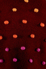 FARM RIO-CARDIGAN-RAINBOW DOTS BURGUNDY CARDIGAN-JUST BRAZIL