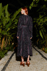 FARM RIO-DRESS-LUREX STRIPES MIDI DRESS-JUST BRAZIL