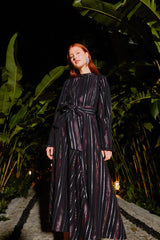 FARM RIO-DRESS-LUREX STRIPES MIDI DRESS-JUST BRAZIL