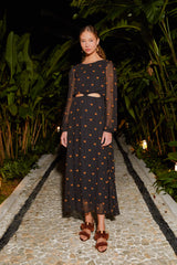 FARM RIO-DRESS-LUREX BANANAS EMBROIDERED MIDI DRESS-JUST BRAZIL